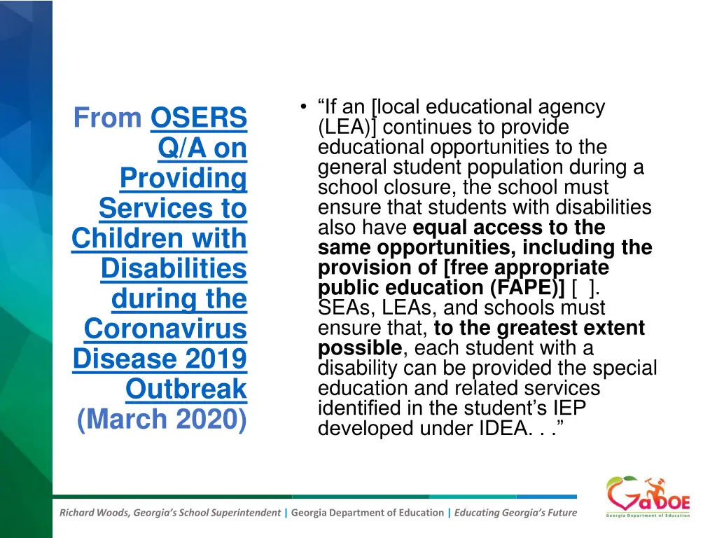 if an local educational agency lea continues