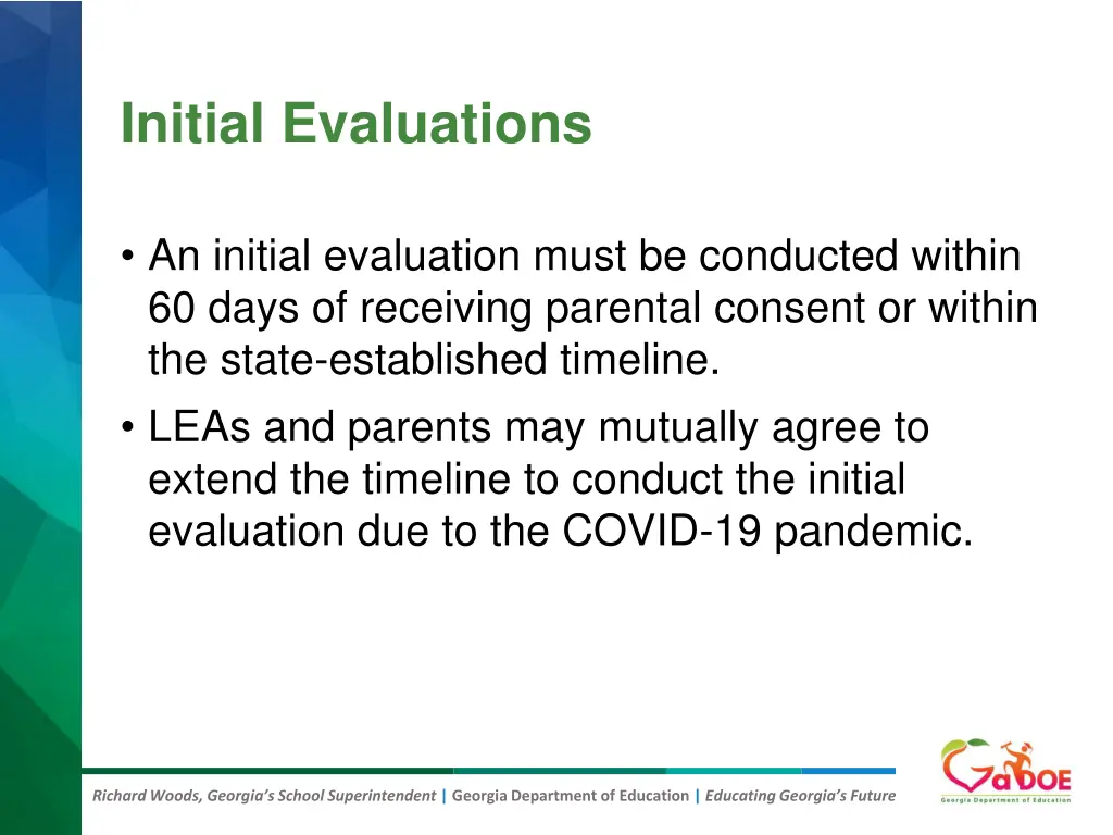 initial evaluations