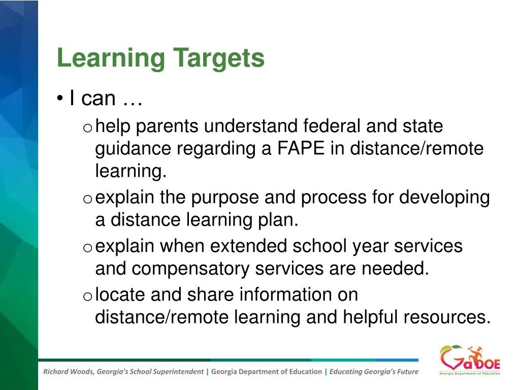 learning targets