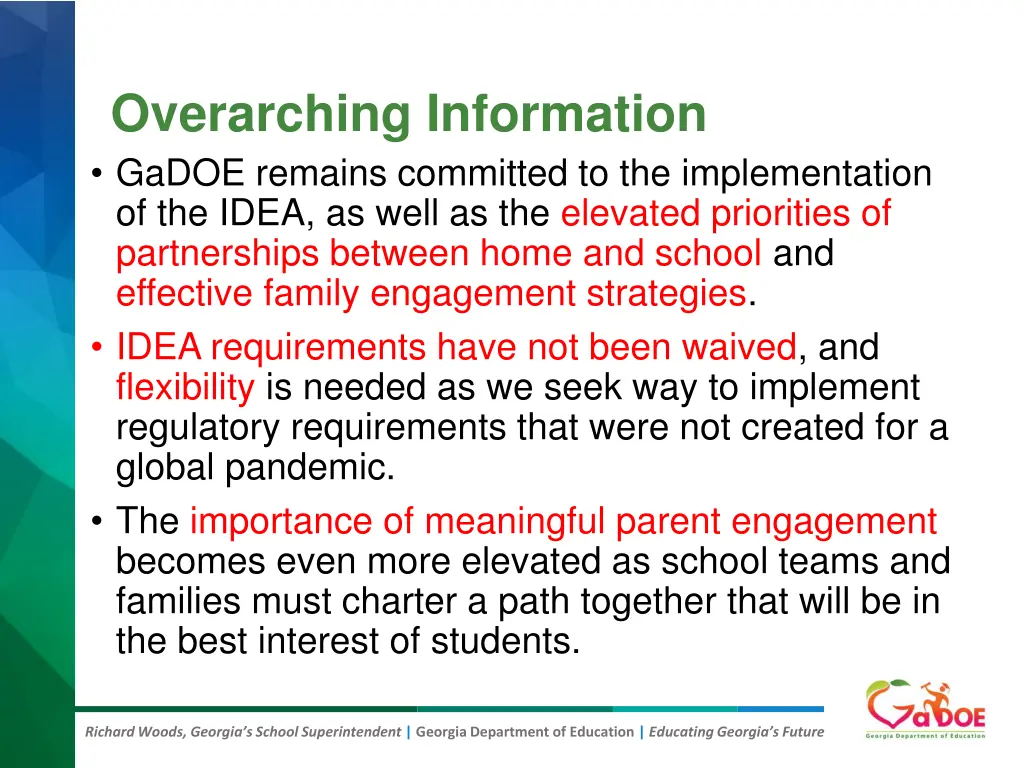 overarching information gadoe remains committed