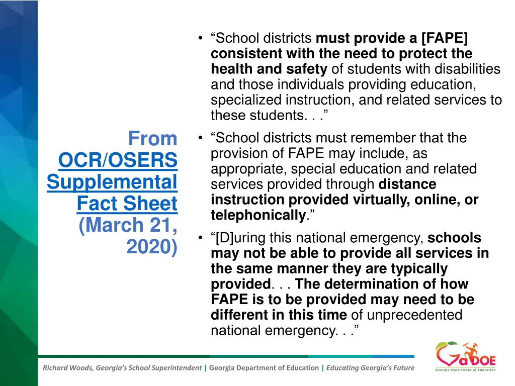 school districts must provide a fape consistent