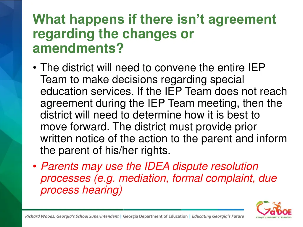 what happens if there isn t agreement regarding