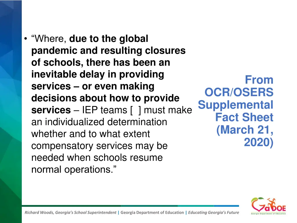 where due to the global pandemic and resulting