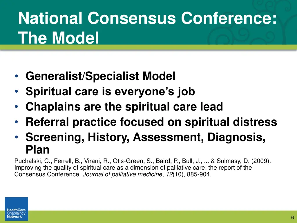national consensus conference the model