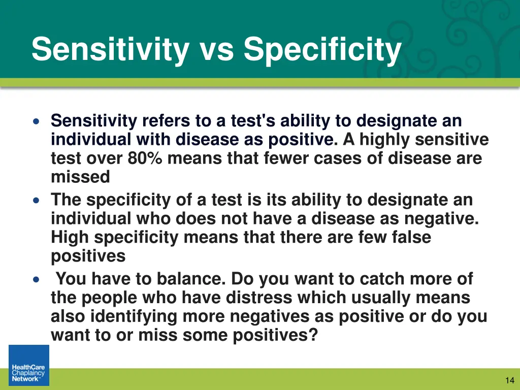sensitivity vs specificity