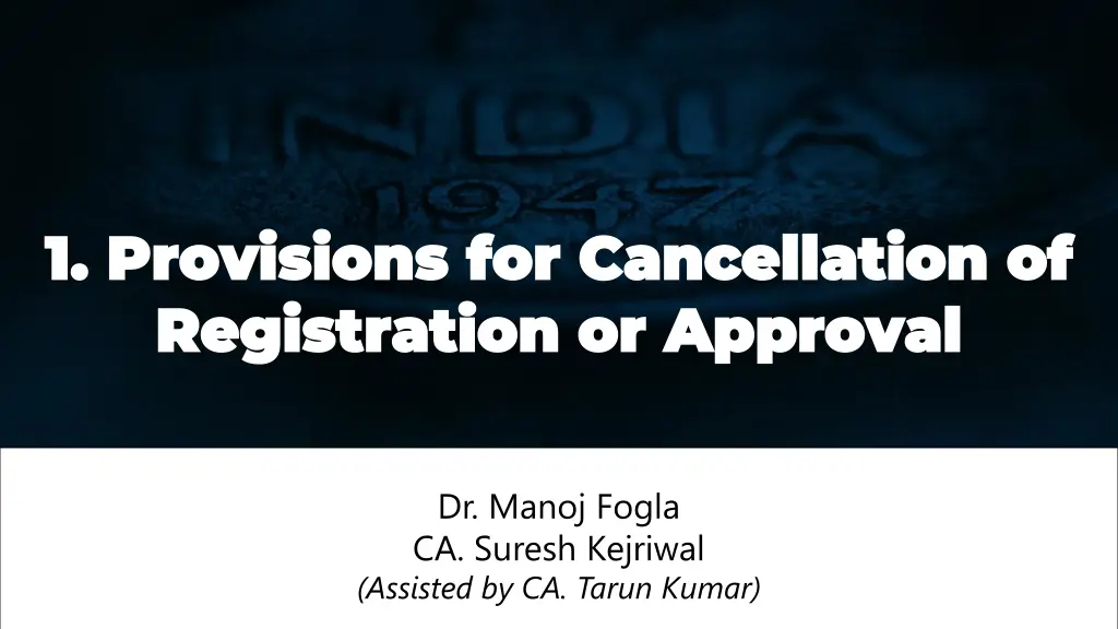 1 provisions 1 provisions for cancellation