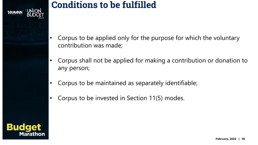 conditions to be fulfilled