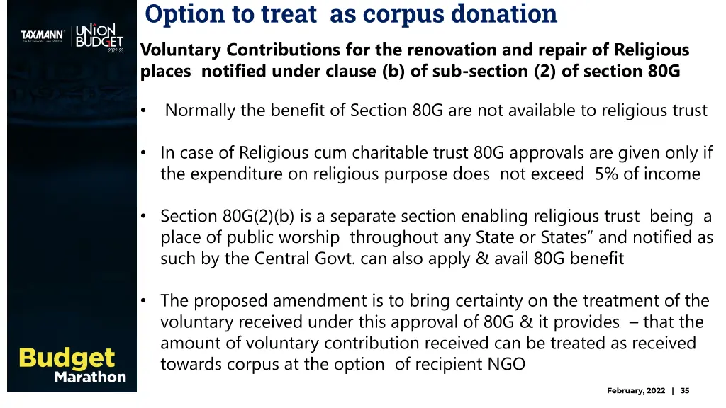 option to treat as corpus donation