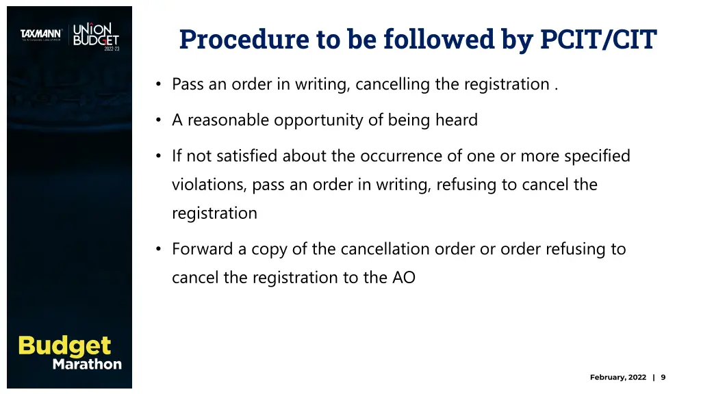 procedure to be followed by pcit cit