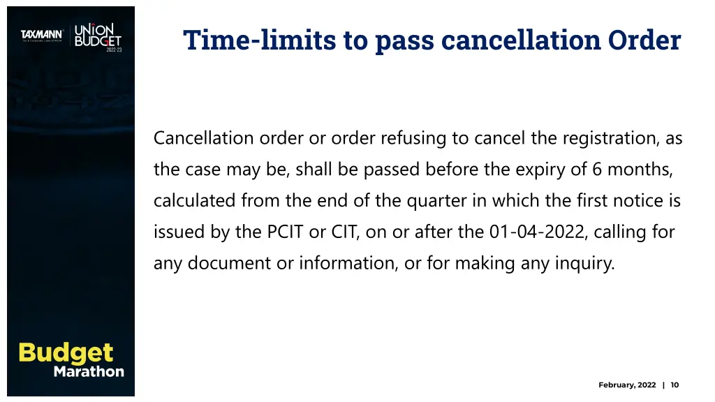 time limits to pass cancellation order