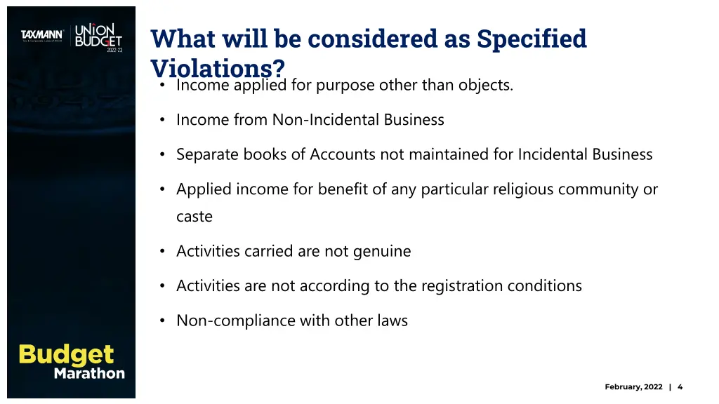 what will be considered as specified violations