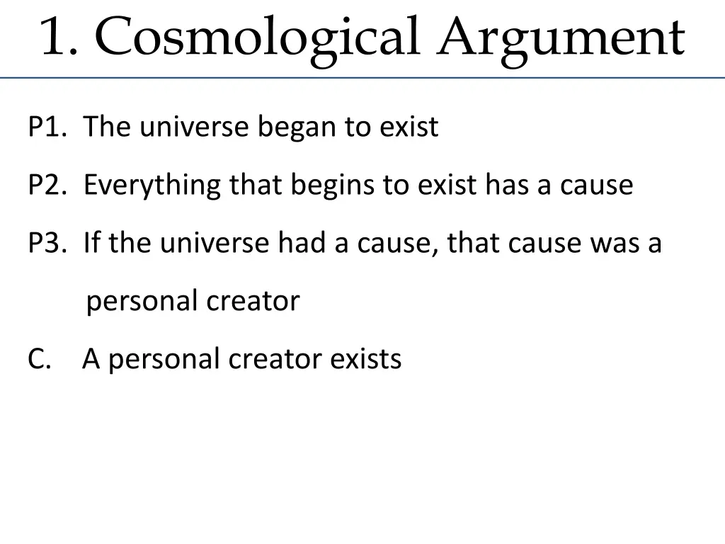 1 cosmological argument
