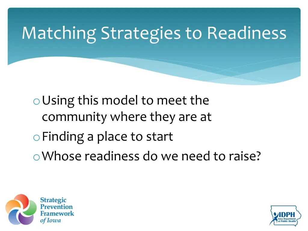 matching strategies to readiness