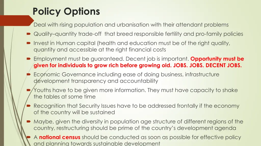 policy options