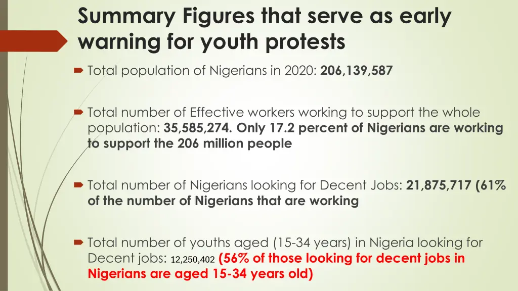 summary figures that serve as early warning