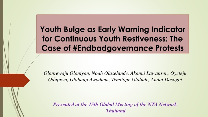 youth bulge as early warning indicator