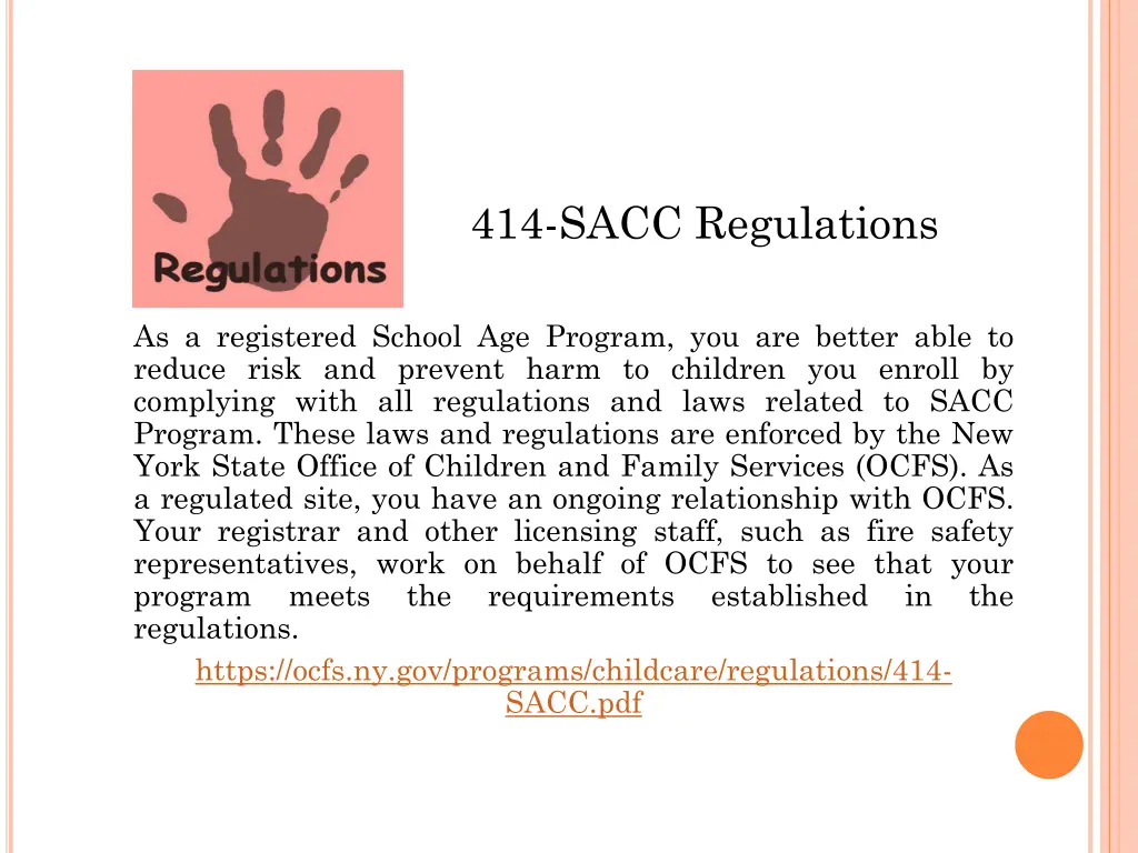 414 sacc regulations
