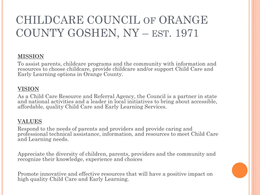 childcare council of orange county goshen