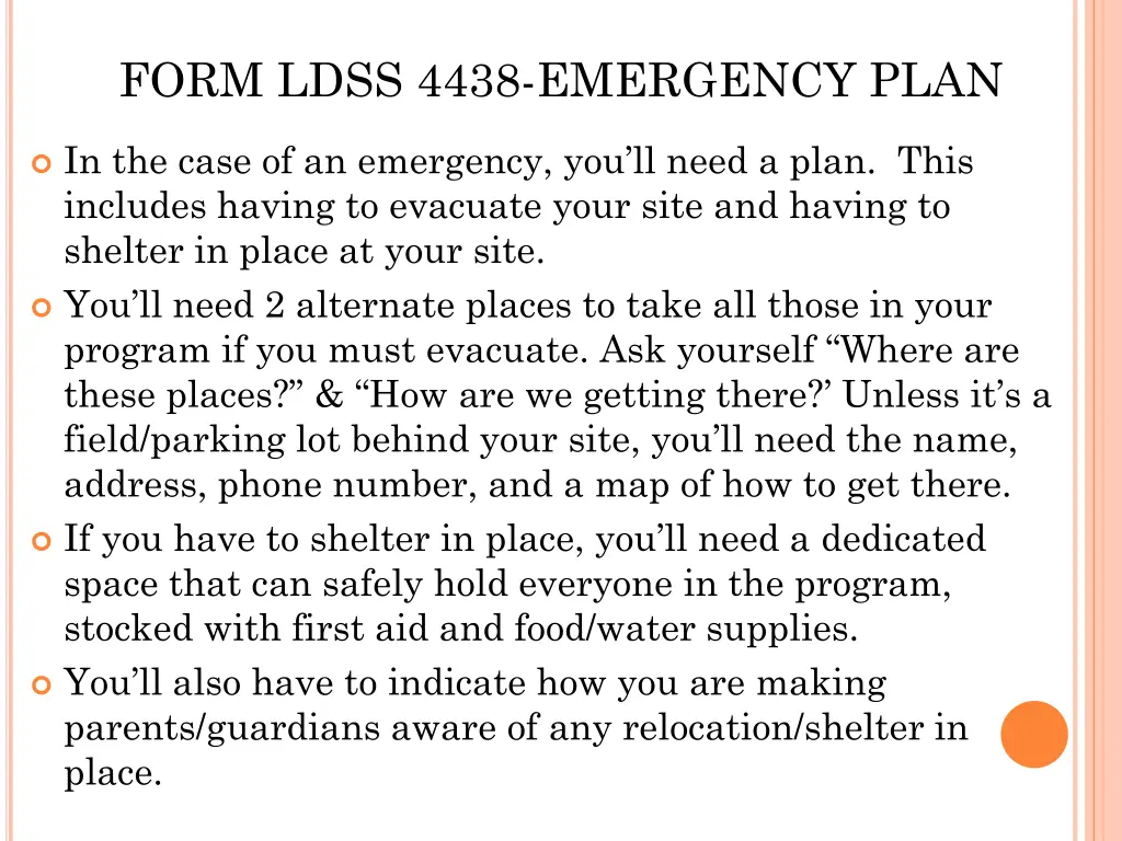 form ldss 4438 emergency plan