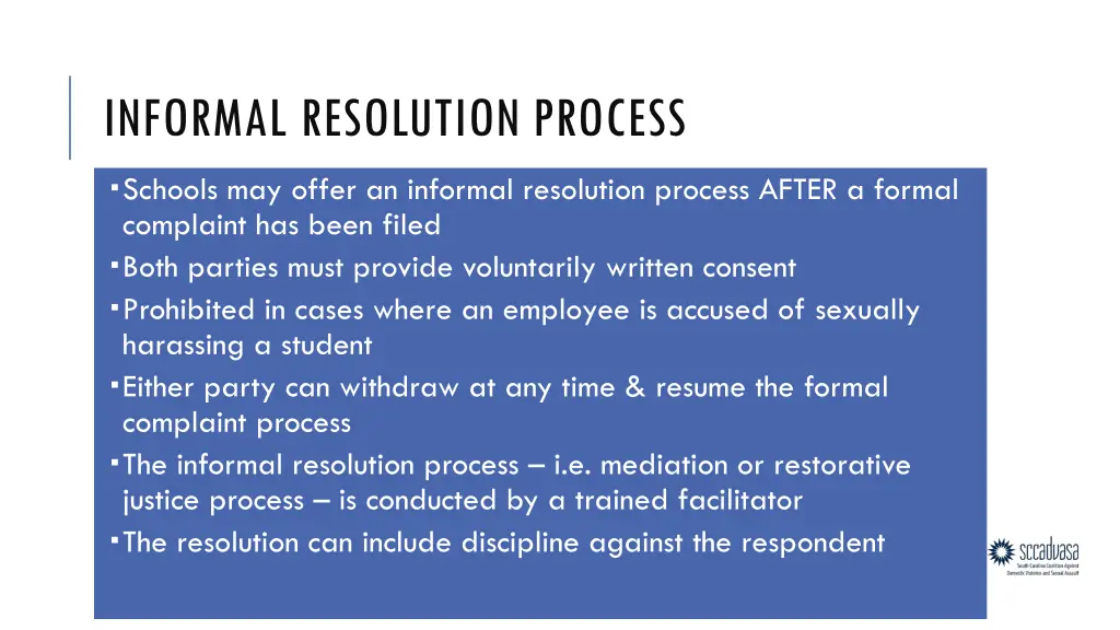 informal resolution process