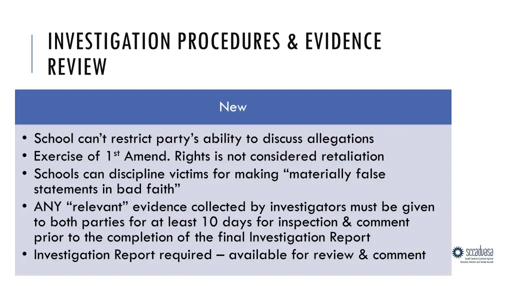 investigation procedures evidence review