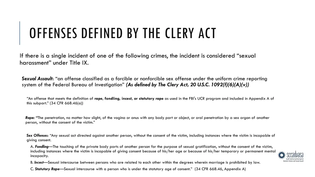 offenses defined by the clery act