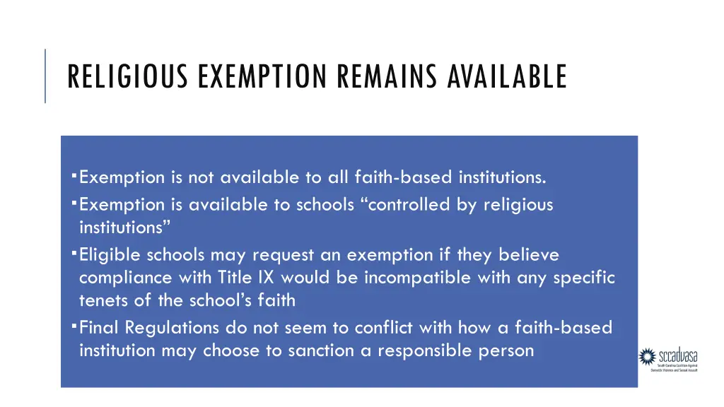 religious exemption remains available