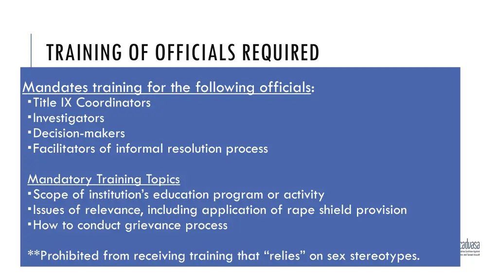 training of officials required