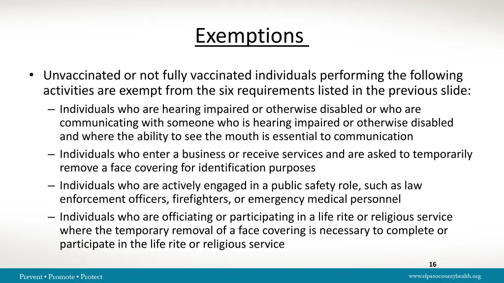 exemptions