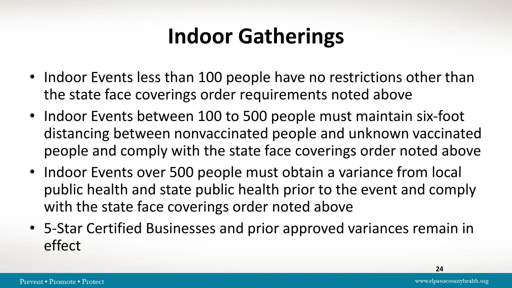 indoor gatherings