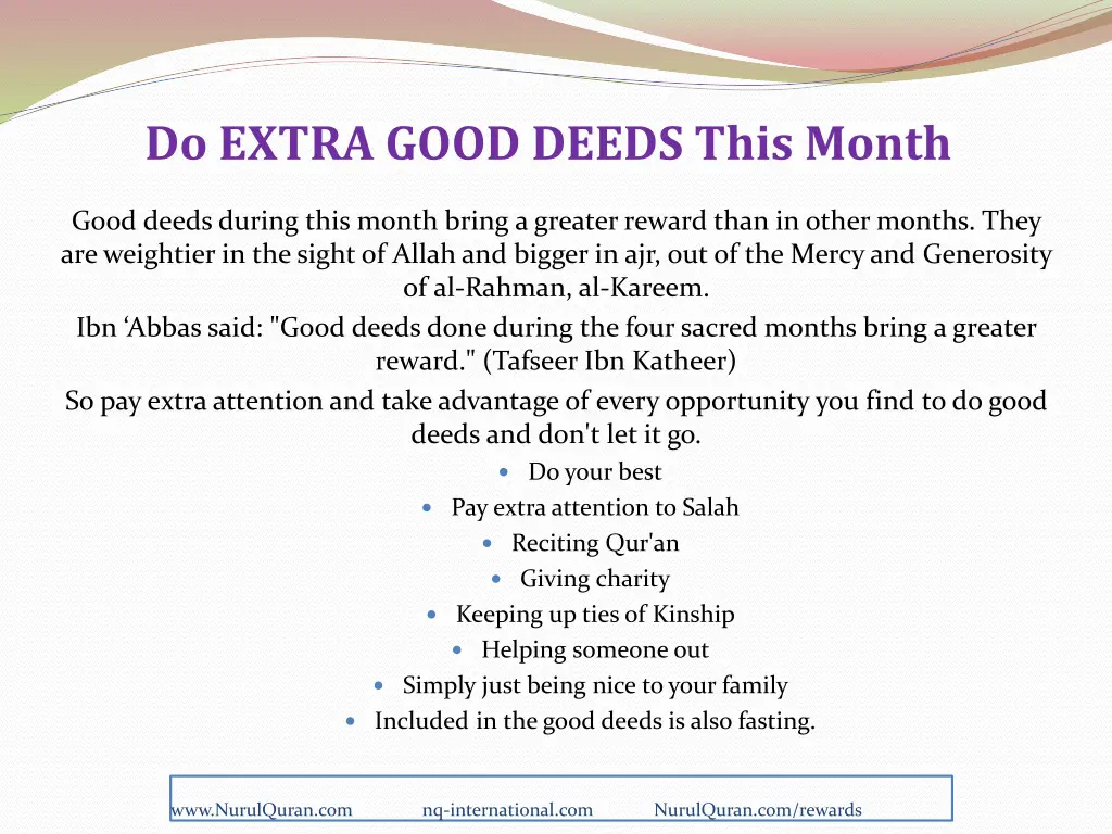 do extra good deeds this month