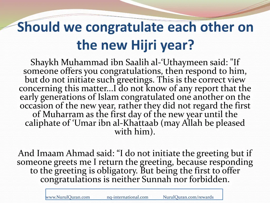 should we congratulate each other