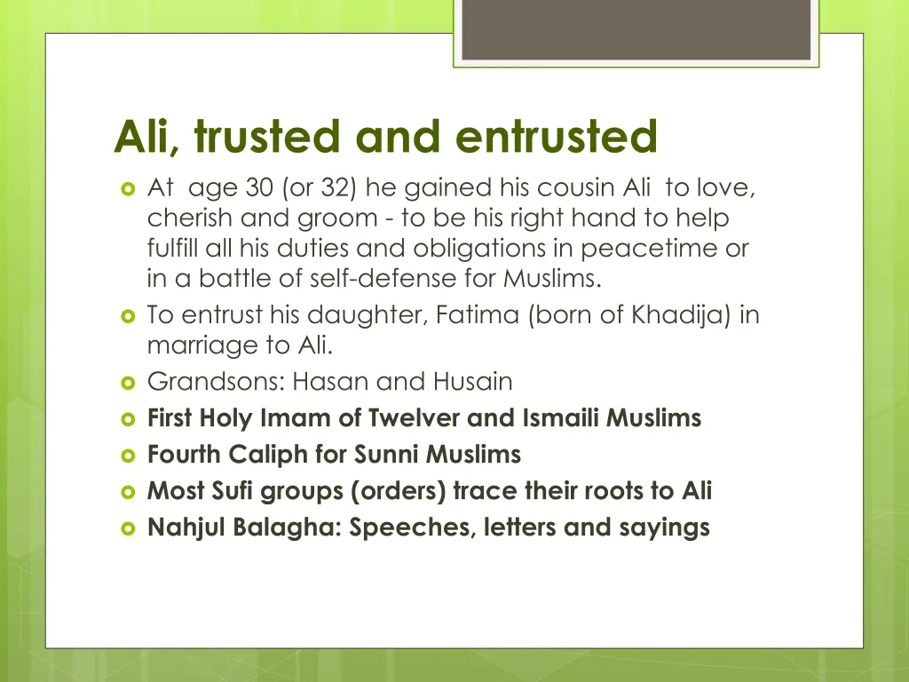 ali trusted and entrusted