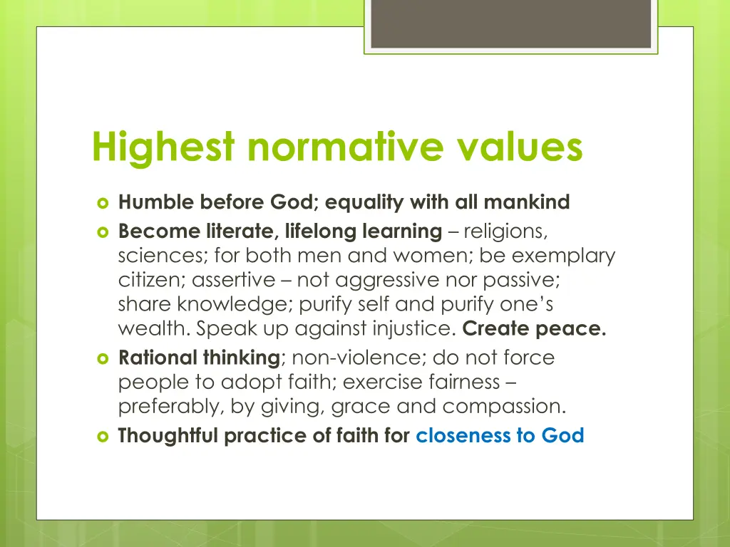 highest normative values