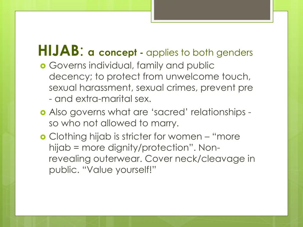 hijab a concept applies to both genders governs