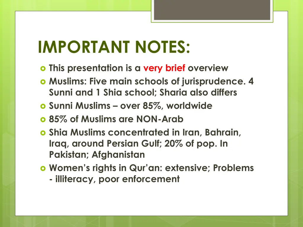 important notes