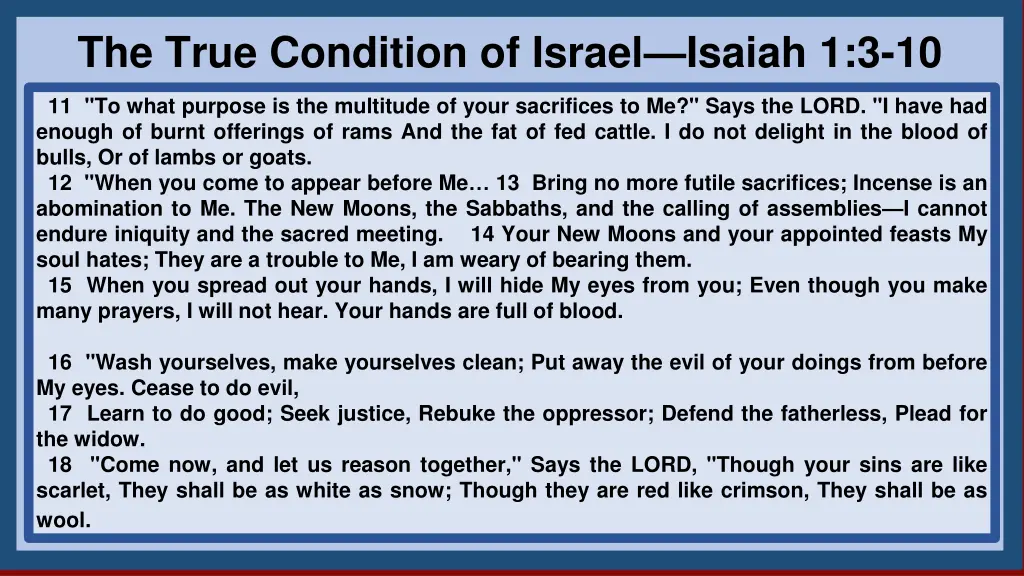 the true condition of israel isaiah 1 3 10 1