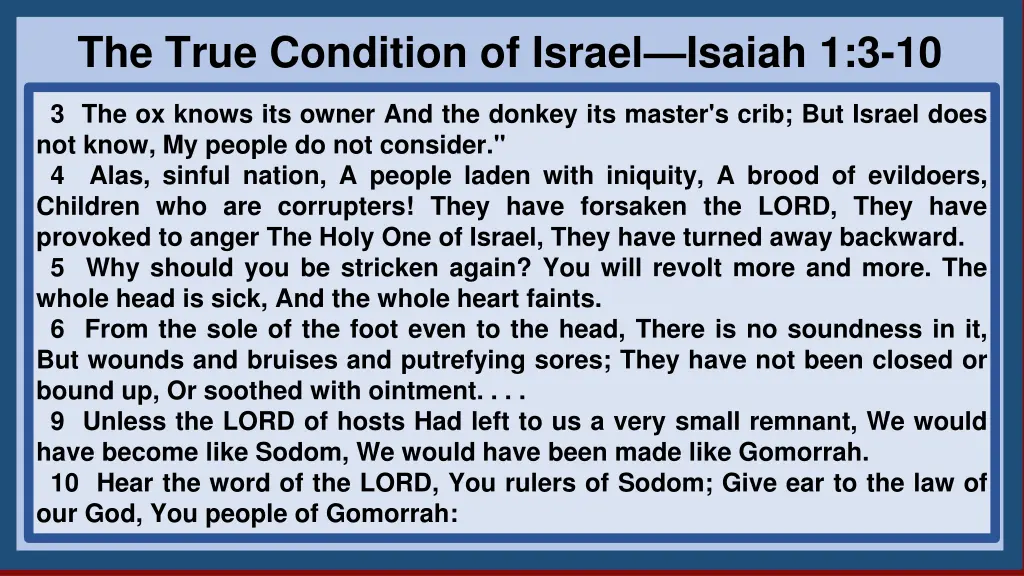 the true condition of israel isaiah 1 3 10