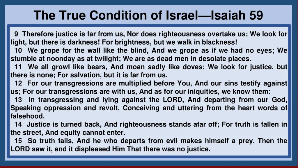 the true condition of israel isaiah 59 1