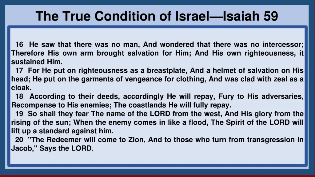 the true condition of israel isaiah 59 2