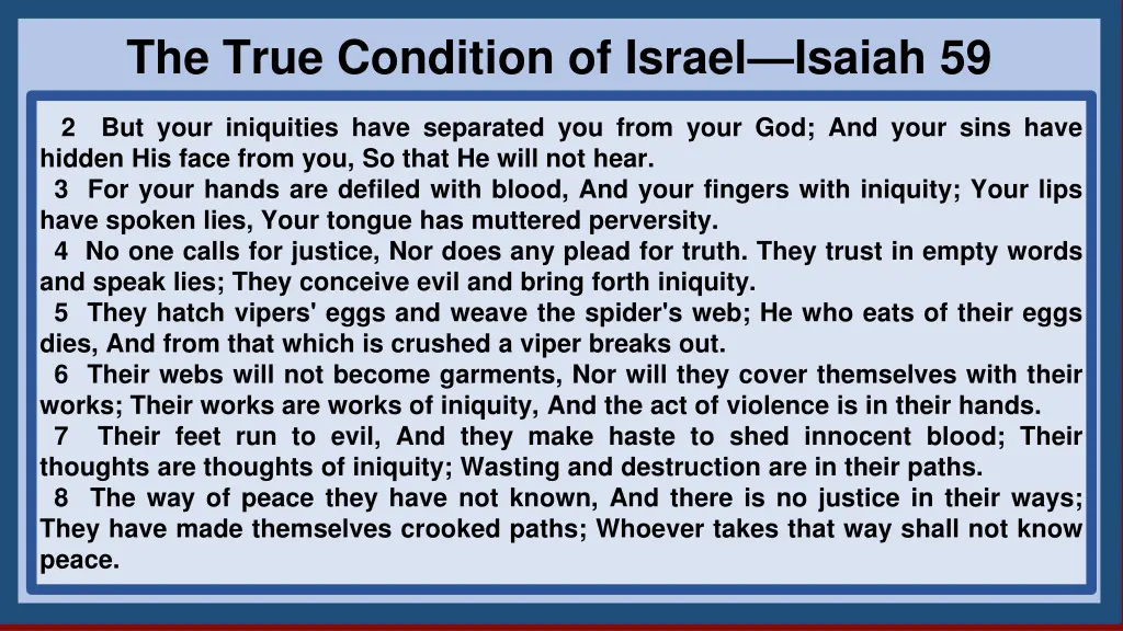 the true condition of israel isaiah 59