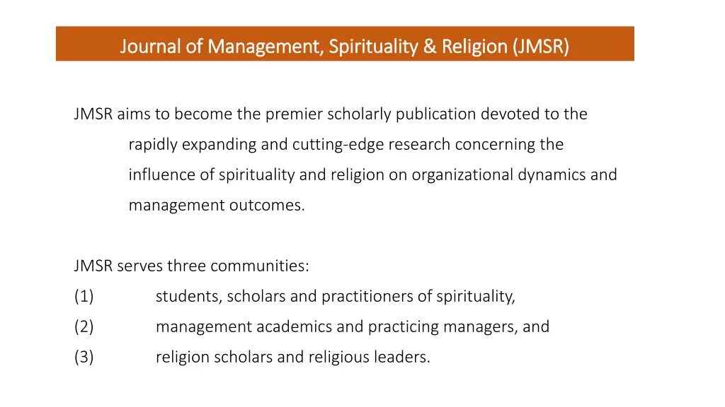 journal of management spirituality religion jmsr