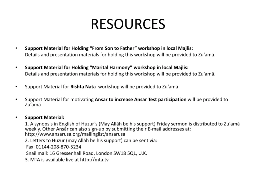 resources
