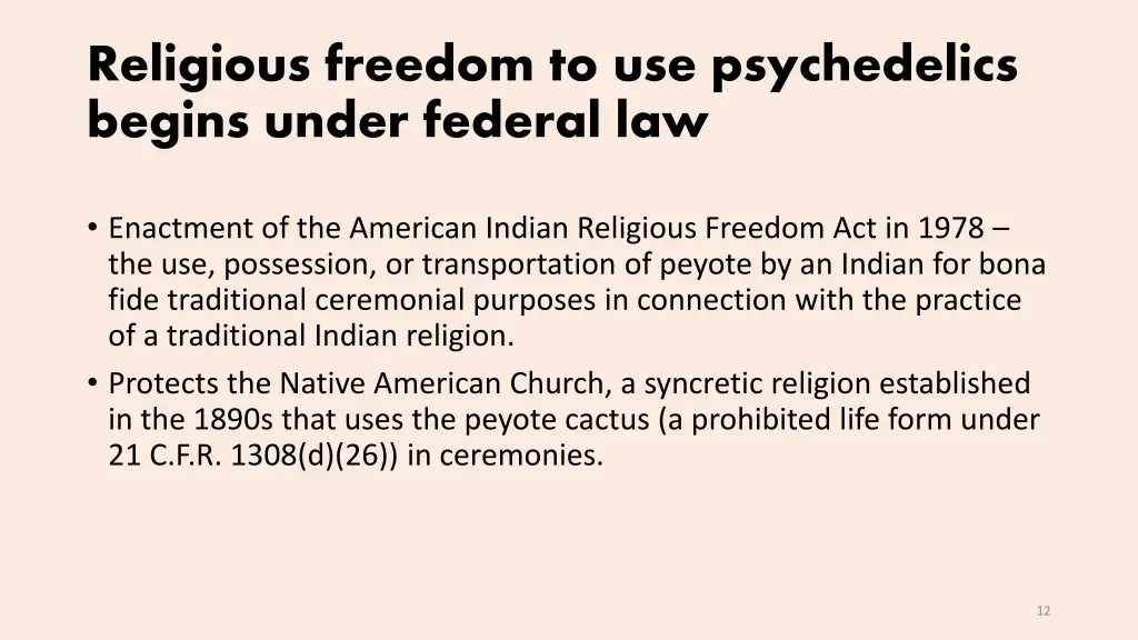 religious freedom to use psychedelics begins