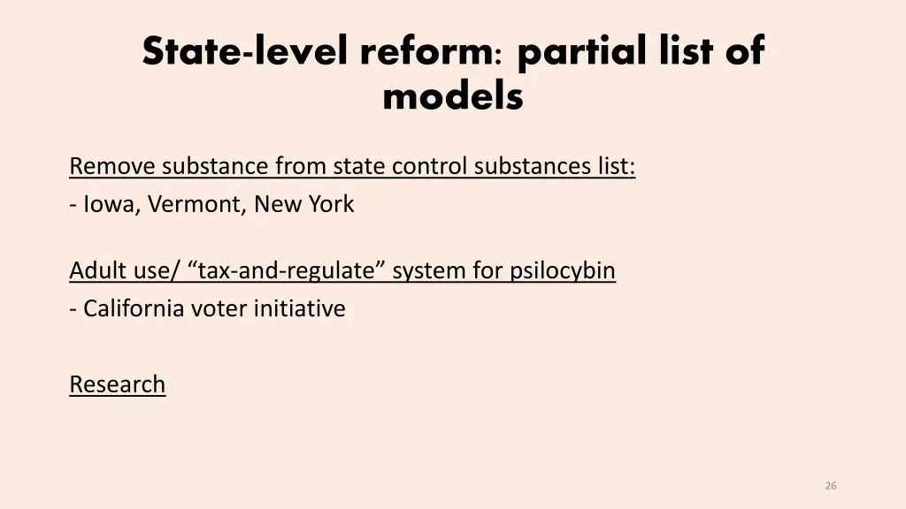 state level reform partial list of models