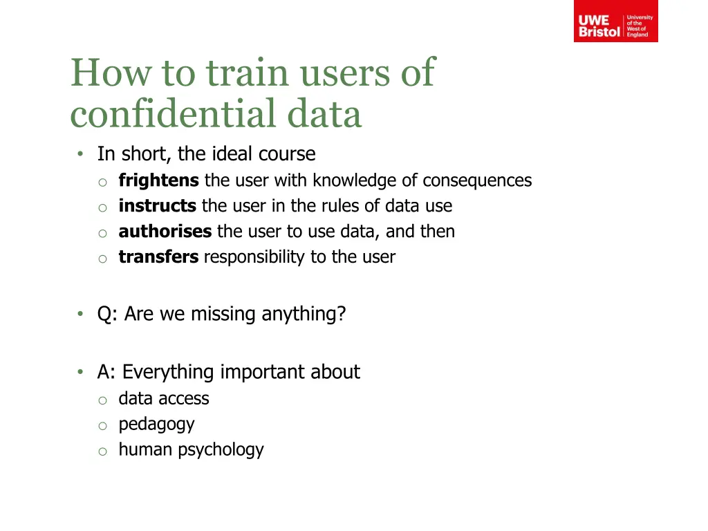 how to train users of confidential data in short
