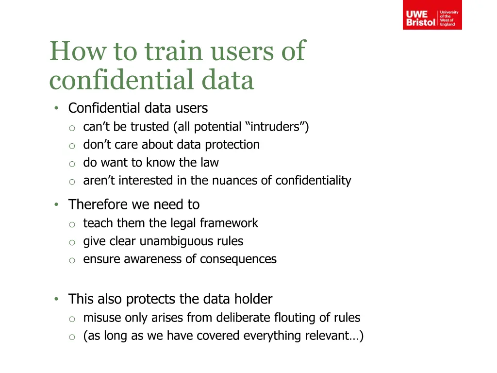 how to train users of confidential data