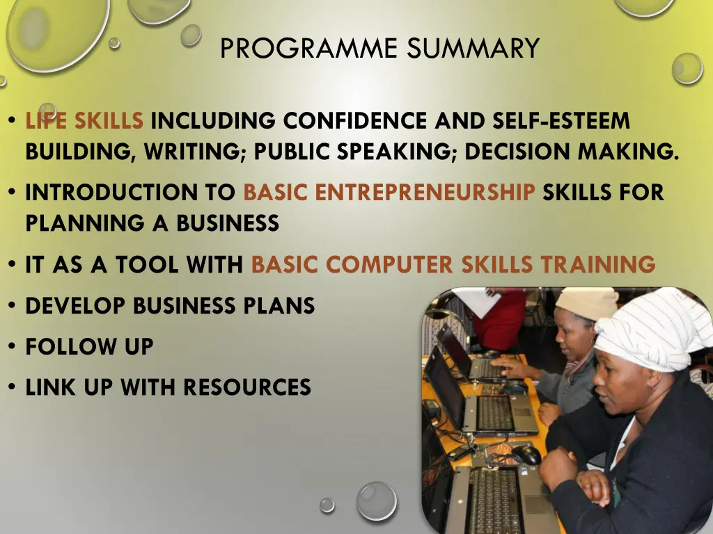 programme summary