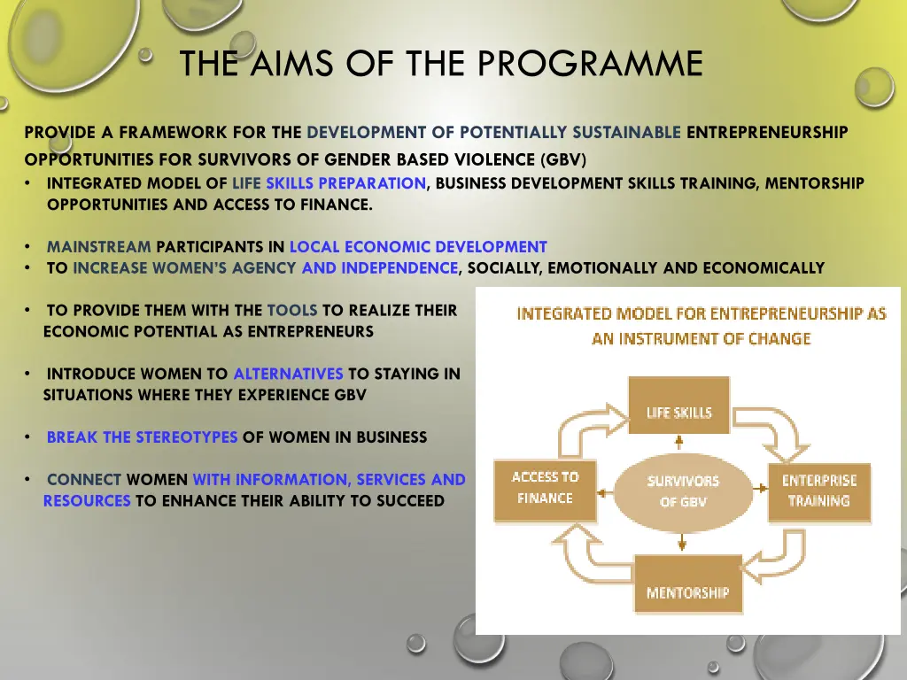 the aims of the programme