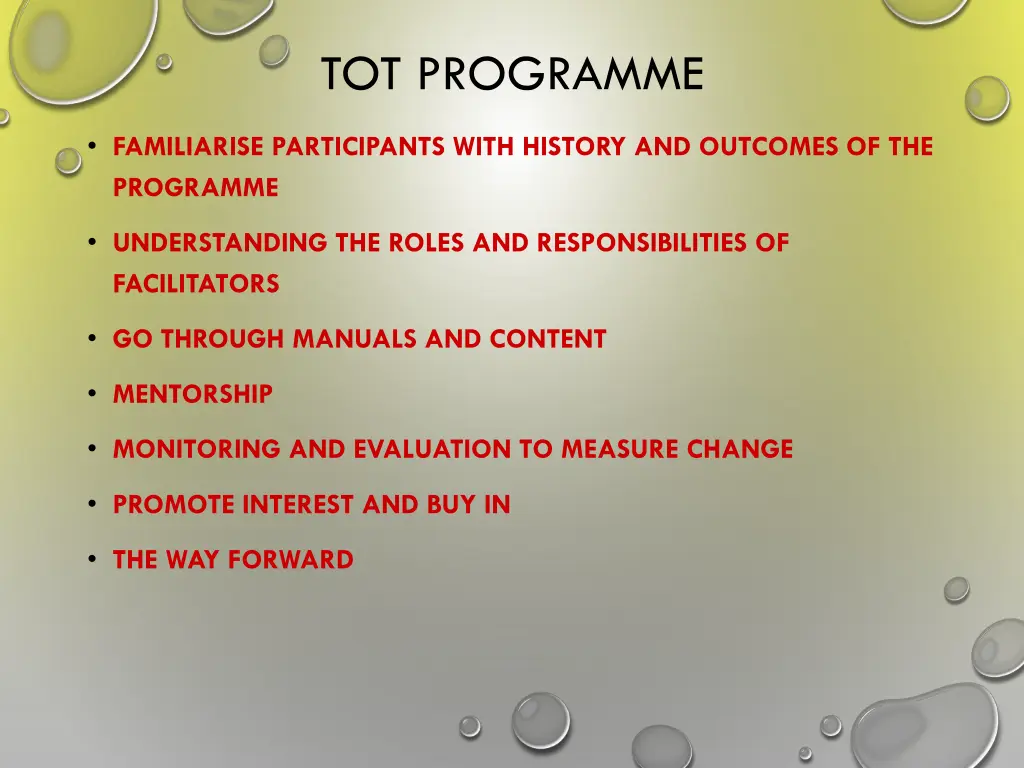 tot programme